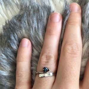 Blue Sapphire Sterling Silver Ring - Size 6